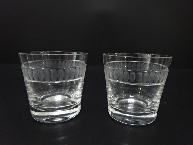 JAPANESE COLLECTIBLE / CRYSTAL GLASS ROCK GLASS PAIR WESTERN TABLEWARE